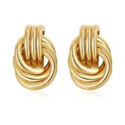 Trendy Gold-Plated Knot Earrings for Women Chunky Statement Drop Dangle Earrings Lightweight Hypoallergenic Fashion Gold-Plated Jewelry
