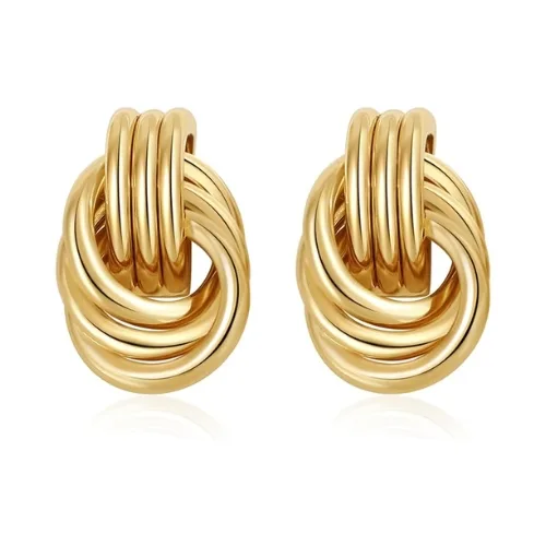 Trendy Gold-Plated Knot Earrings for Women Chunky Statement Drop Dangle Earrings Lightweight Hypoallergenic Fashion Gold-Plated Jewelry