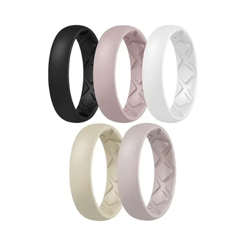 Egnaro Women's Statement Rings, Inner Arc Ergonomic Breathable Design with half sizes, Rubber Wedding Bands，5.5mm Wide-2mm Thick